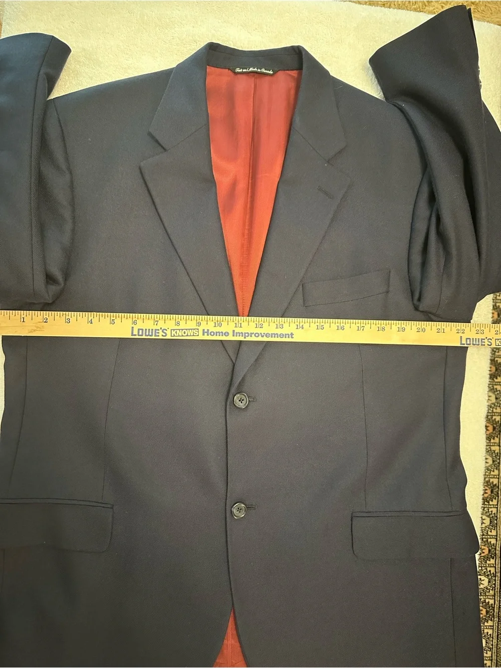 Jack Victor Saks Fifth Avenue Loro Piana 100% Cashmere Navy 2 Button Blazer 42S